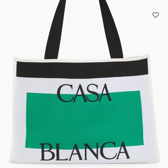 Casablanca Tennis Club Knit Logo Shopper Tote Bag White Green Black - Picture 14 of 16